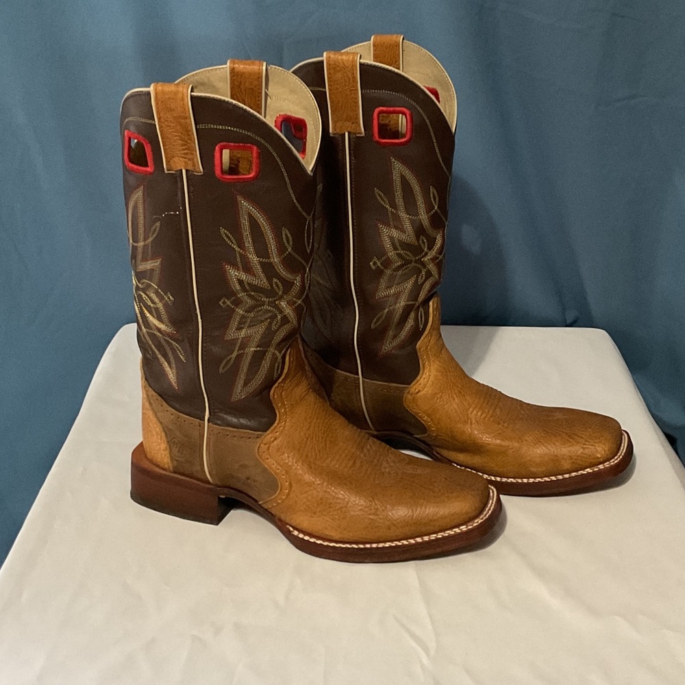 Double H Two-Tone Square-Toed Boots 9 1/2D - Picture 3 of 6